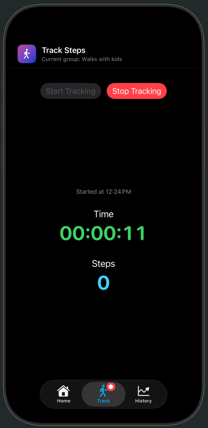 Tracking tab during an active session